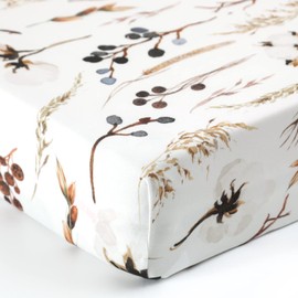 GRSSDER Stretch Ultra Soft Jersey Knit Fitted Crib Sheets Set 2 Pack, Fits All Standard Crib Mattress Pads Safe and Snug, Crib Fitted Sheet for Baby, Stylish Pretty Flora Print, Beige