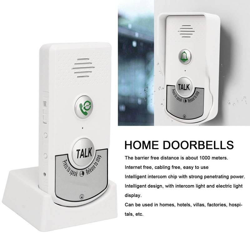 Denash Wireless Intercom Doorbell,3000ft/1000m Two-Way Talk Wireless Doorbell Security System,1