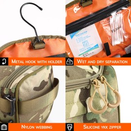 Tactical Toiletry Bag for Men, EDC Military Tool Bag, Camping Cosmetic Bag, Shaving Travel Bag for Toiletries, CP, Tactical