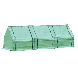 Aoodor 9 ft. x 3 ft. x 3 ft. Mini Greenhouse with 3 Zipper Doors, Water Resistant UV Protected for Flowers, Vegetables and Herbs - Green