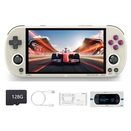 Trimui Smart Pro Retro Handheld Game Console, 5" IPS Screen Portable Game Console with 5000mAhBattery, Built in 128G TF Card &15000+ Games,Support WiFi Multiplayer Online Battle (Gray,128G)