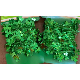 Decor ST. PATRICKS DAY SHIMMERING GREEN  SHAMROCKS WIRE DECOR 2 @ 16’ PARTY FESTIVE