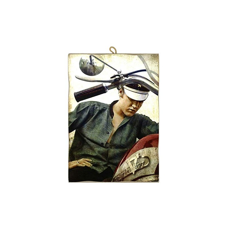 KUSTOM ART Vintage Style Picture Elvis Presley on Motorcycle Print
