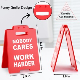 Funny Office Decor for Women Men Coworker, Nobody Cares, Work Harder Sign, Inspirational Birthday Gifts for Employee Colleague Friend Sarcastic Gifts Office Cubicle Decor Desk Accessories Red Sign