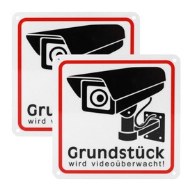 PZJFH 2 Pack Video Surveillance Signs 6x6 Aluminum Warning Security Area Object Video Surveillance Metal Signs for Indoor Outdoor