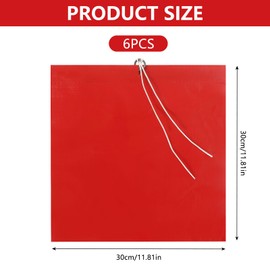 Pack of 6 Red Warning Flag, Warning Flag, Red Flag, Extra Length with Rope, Warning Flags Set, Warning Flag, End Flag, Red Flag for Transport, Bicycle Rack, Car, Caravan (30 x 30 cm)