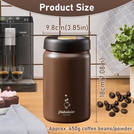 Wiseten 1200ML Airtight Coffee Canister, Stainless Steel Coffee Bean Storage Container with One-way CO2 Valve, Vacuum Storage Canister for Coffee Bean, Sugar, Tea, Nuts