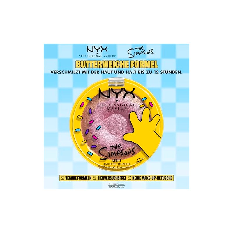 NYX Professional Makeup Homer Simpson Doughnut Highlighter, Frosty, Buttery, High