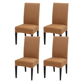 Stretch Chair Covers Set of 4 for Dining Room, 4 Pack Washable Kitchen Chair Protector for Party Wedding, Camel