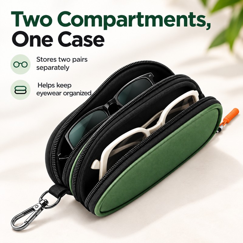Double Eyeglass Case for Glasses & Sunglasses – Soft Neoprene