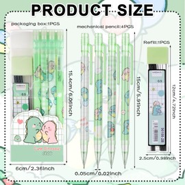 Mechanical Pencil Set – 4PCS Green 0.5mm Automatic Pencils with Erasers and Refill, Comfortable Grip, Ideal for Writing, Drawing, Office, School, and Gift Use