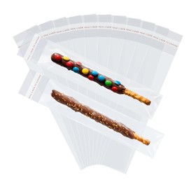 200 Pcs Self Sealing Thickened Pretzels Individual Bags 2x10 In, Clear Cellophane Treat Bags 3.1 Mils Pretzel Rod Bags, Resealable Plastic Bag for Candy, Chocolate, Cookie, Popsicle