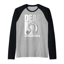 Hearing Aid Ear Disability Support Deaf Awareness Raglan Baseball Tee