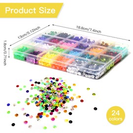 Troyune 24 Colors Loose Cup Sequins, 6mm Bulk Rainbow Round Sequin Iridescent Embroidery Sequins for DIY Craft Sewing Nail Festival Costume Decoration, 21600pcs