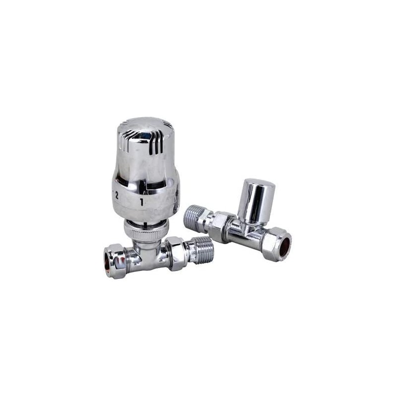 Greened House Haxby Straight Chrome Thermostatic Radiator Valve / Towel