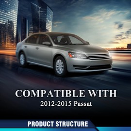 PIT66 Front Bumper Radiator Lower Grille Grill and Fog Light Cover Chrome w/o Hole Compatible with Volkswagen Passat 2012-2015 561853665E 561853666C 561853677 Black