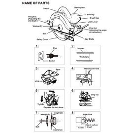 Circular Saw Wood Cutting Tool Professional Electric Circular Saws with Adjustable Cutting Depth and Angle Max Cutting Depth 55mm for Bamboo plywood PVC pipe MDF cutting