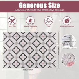 Walant Shower Mat Non-Slip Washable 40 x 60 cm PVC Loofah Bath Mat, Anti-Mould, Quick Drying, Non-Slip, Excellent Drainage, Bathroom Mats for Wet Areas, Shower