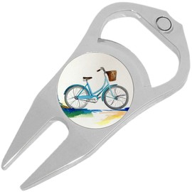 NewCharms Watercolor Bicycle Bike Golf Ball Marker Divot Repair Tool Bottle Opener