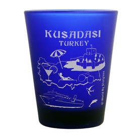 Kusadasi Turkey Cobalt Blue Frosted Shot Glass