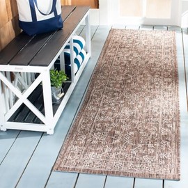 SAFAVIEH Courtyard Collection 2'3" x 6'7" Brown/Ivory CY8680 Indoor/-Outdoor Waterproof Easy-Cleaning Patio Backyard Mudroom Runner-Rug