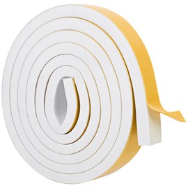 ToLanbbt White Door Window Weather Stripping Self Adhesive Foam Tape High Density Foam Sealing Strip Window Insulation Weatherproof Gasket Tape for Doors and Windows (1/2" W X 1/4" T X 16.5')
