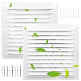 TIHCXNY White Gloss (2 Pack 10" x 10"inch) Wall Vents Attic Vents Metal Shed Vents with Screens Square Vents Exterior Door Loft Garage Ceiling Enhanced Louver Ventilation Grille
