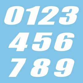 Autodomy Motorcycle Motocross Number Start Number Stickers Pack of 2 | Motocross Numbers for Motorbike Quad ATV Resistant to Rain and Sun (White)