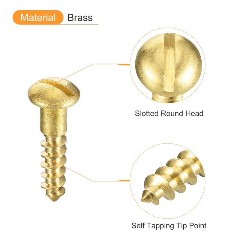 sourcing map Wood Screws M3 x 16mm Slotted Round Head