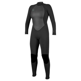 O'Neill Women's Reactor-2 3:2mm Back Zip Full Wetsuit, Lightweight Warmth and Flexibility for All Water Activities, Black/Black, 4