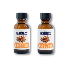 DeLallo Anise Oil, For Baking and Cooking, Bold Sweet Licorice Flavor, 100% Pure No Imitation Filler or Extracts, Kosher, Non-GMO, Gluten Free, 1 oz Bottle, (2 Pack)
