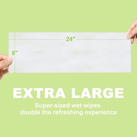 TINKKIE Body Wipes for Adults Bathing No Rinse 36pcs XXXL, Extra Large, Flushable Travel Pack, Portable, Individually Wrapped, Great for Gym, Camping and Outdoors Sports