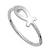 Sterling Silver Women's Thin Christian Fish Ring Unique 925 Band
