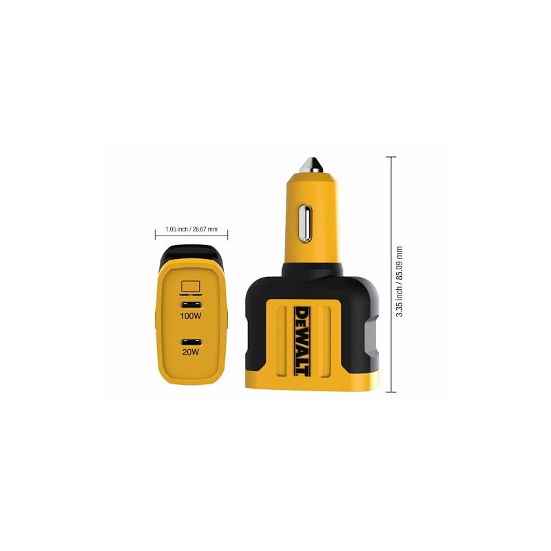 DEWALT 120W 2-PORT PPS PD CAR CHARGER