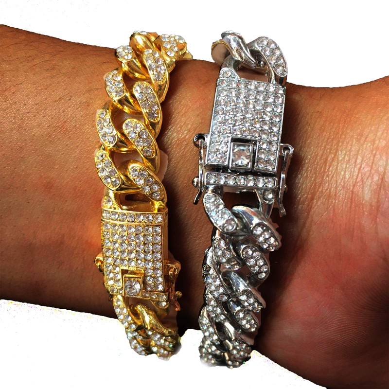 HALUKAKAH Diamond Cuban Link Chain for Kid,14MM Boy's Platinum White