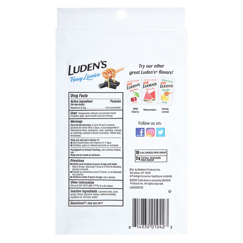 Luden's Soothing Throat Drops, Honey Licorice, 30 ct (Pack of