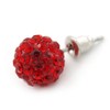 10mm Red Crystal Ball Stud Earrings In Silver Tone
