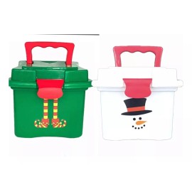 Fiesta navideña 24 Cajita Loncheras De Plástico Navideña, Dulces, Aguinaldos