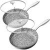MICHELANGELO Frying Pan Set with Lid, 8" & 10" Granite