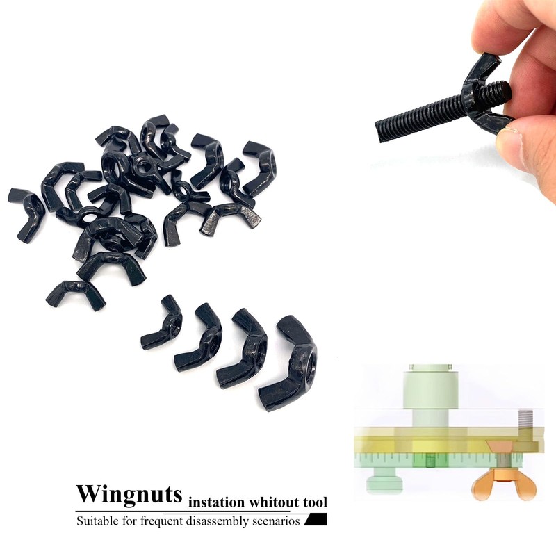 Yoliko 26 Pcs 4 Sizes 3/16",1/4",5/16",3/8" Wingnuts, Quality Carbon Steel
