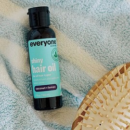 Aceite para el cabello Everyone Hair Care – coco y limón, botella de 2 onzas líquidas, aceites de tratamiento capilar para cabello brillante, control 