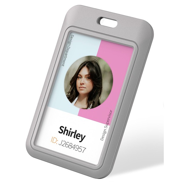 Uniclife Sliding ID Badge Holder Vertical Hard Plastic Case with