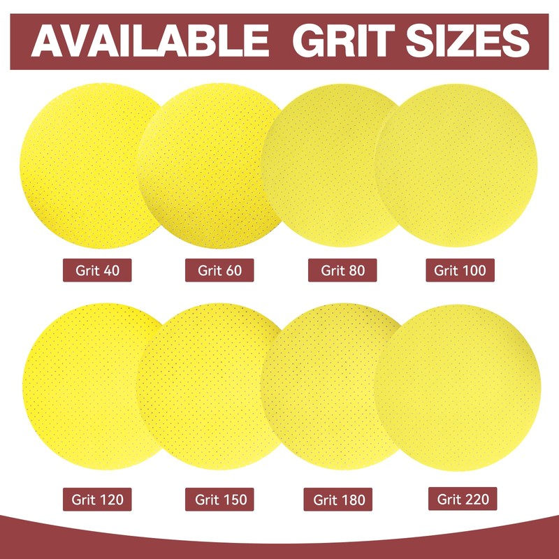 BAOSTC 40 Grit 9-Inch Perforated Hook-and-Loop Drywall Sanding Discs, Durable