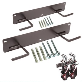 Ecomlively Golf Bag Wall Mount Holder-Golf Bag Holder for Garage,Golf Bag Storage Rack with PVC Rubber Hooks,Heavy Duty Rack with Spray & Dip Coating Finish（2-Pack）