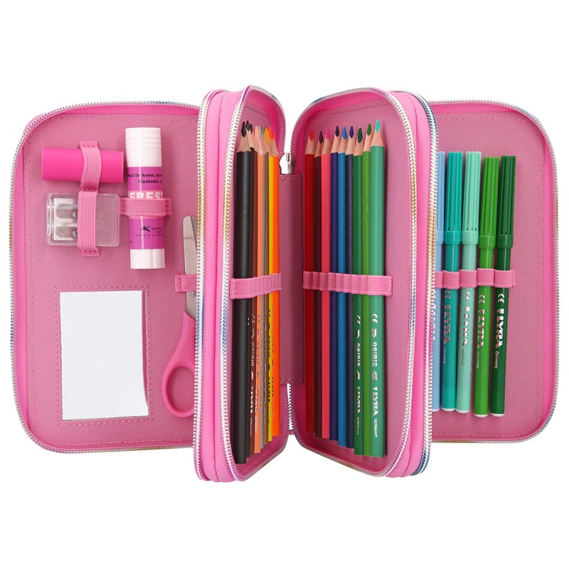 Depesche 10829 Pencil Case with 3 Zips and Pens by