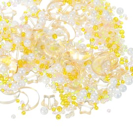 uxcell 110Pcs Star Moon Beads, Star Moon Acrylic Pearl Beads Crystal Glass Spacer Bead for DIY Making Jewelry Bracelets Craft, Yellow