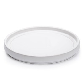 D'vine Dev Modern Round 8 Inch Ceramic Plant Pot Saucer, Planter Pot Drainage Tray for Indoor Plants, Matte White, 97-TY-8W
