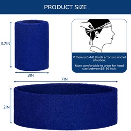 4 Pack Sweatbands Sports Headband for Men & Women - Terry Cloth Moisture-Wicking Sports Towel Headband for Tennis, Basketball, Running, Gym, and Fitness Working Out 2 Sets of Wristbands Included