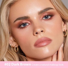 evpct Kaely 1Pcs Dark Brown Magic Microblading Eyebrow Contouring Pen Brow Pencil, with 4 Brush Micro-Fork-Tips Precise Applicator, Dual-ended Eyebrow Brush, Hair Like Strokes, Natural Looking Brows