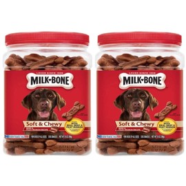 Milk-Bone Soft & Chewy Dog Treats, Beef & Filet Mignon, 25 Ounce Jar (Pack of 2)